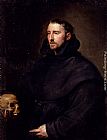 Sir Antony van Dyck Portrait Of A Monk Of The Benedictine Order, Holding A Skull painting